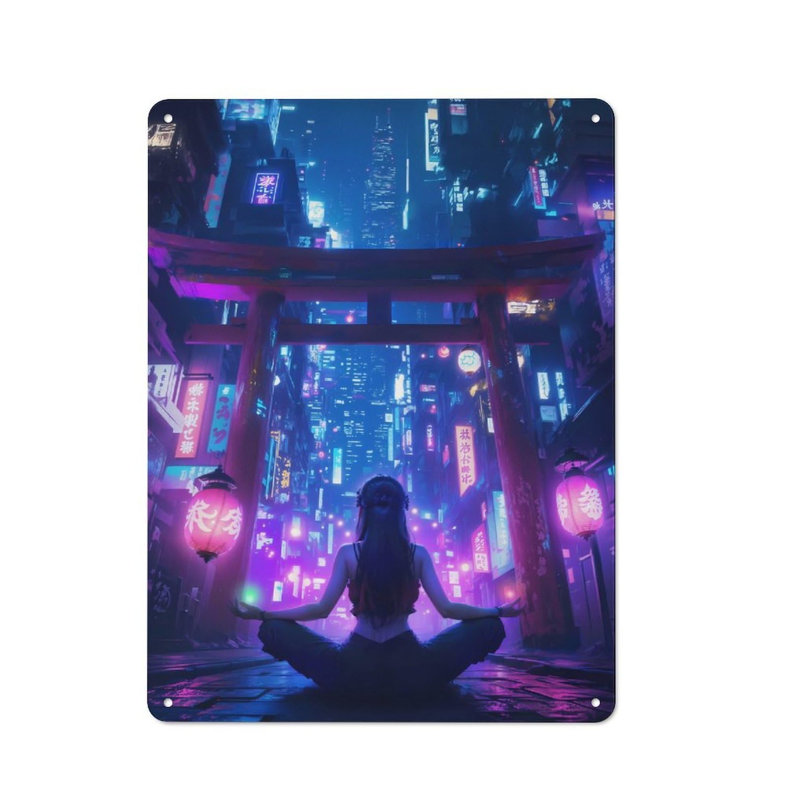 Junmoney Style-3 Vintage Metal Sign 40X30cm Featuring Soul Of Future Zen City, Home Bar Decor For Cafe, Pub, Workshop Or Home Bar