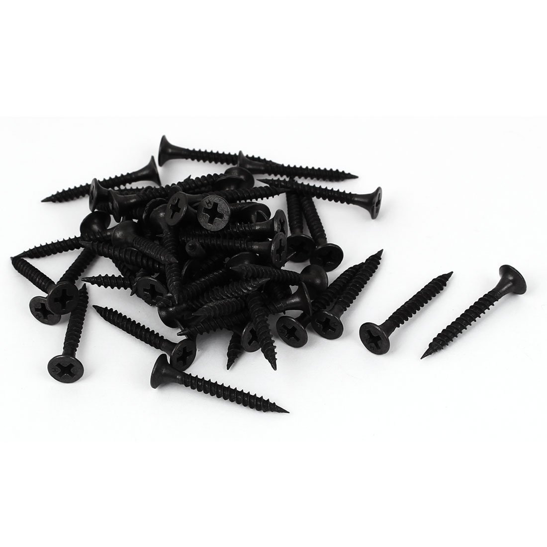 Versa-Mart Multi-Purpose Screws - Flat Headed Wood Screws - Hardened & Yellow Zinc Plated - Size 25mm - Pack of 35 (Black) (25MM, Black)