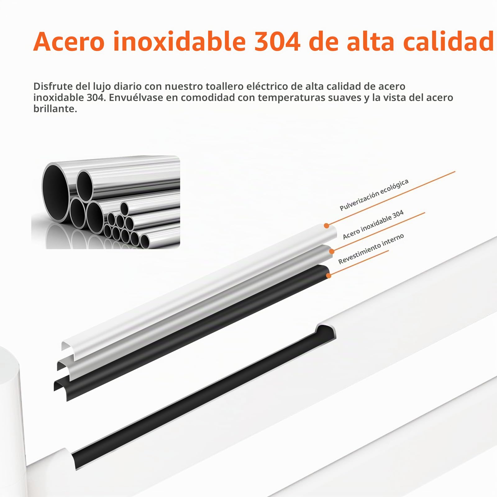 ZOYI Secador de toallas eléctrico para baño con rotación de 180°, calentador de toallas eléctrico, radiador eléctrico para baño, toallero eléctrico, 220V (Blanco, 5 polos)