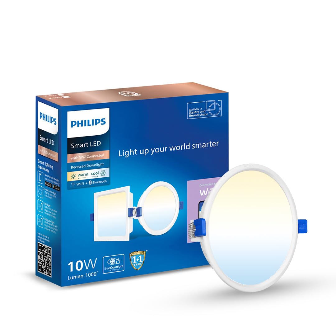 PHILIPS 10W Round Wi-Fi Smart Led Ceiling Light for Home with Music Sync Function|Amazon Alexa & Google Assistant Compatible|Cut Out: 4.17 Inch|Tunable White,Pack of 1 (Wiz Prime Neo),E27-picture-33