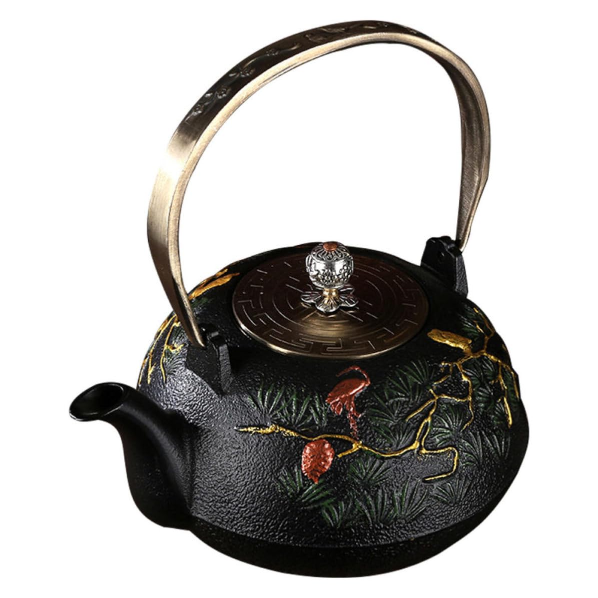 Noire Théière en Fonte Artisanale Rétro, avec Infuseur