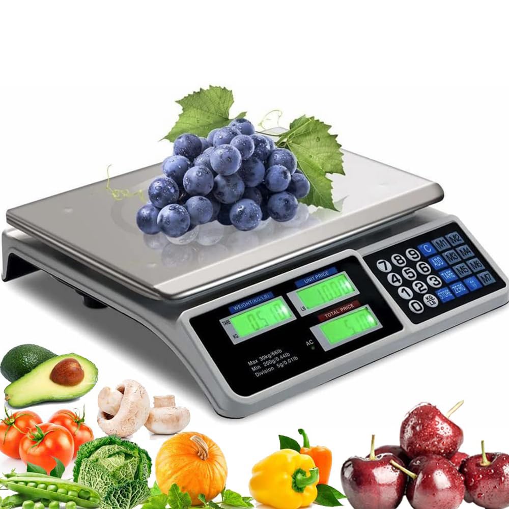 Commercial Scale, 40KG/88lB Digital Price Computing Scale Weight Food Kitchen Scale Food Produce Counting Weight Scale with Dual LCD Display for Supermarket Fruit Shop Meat Store