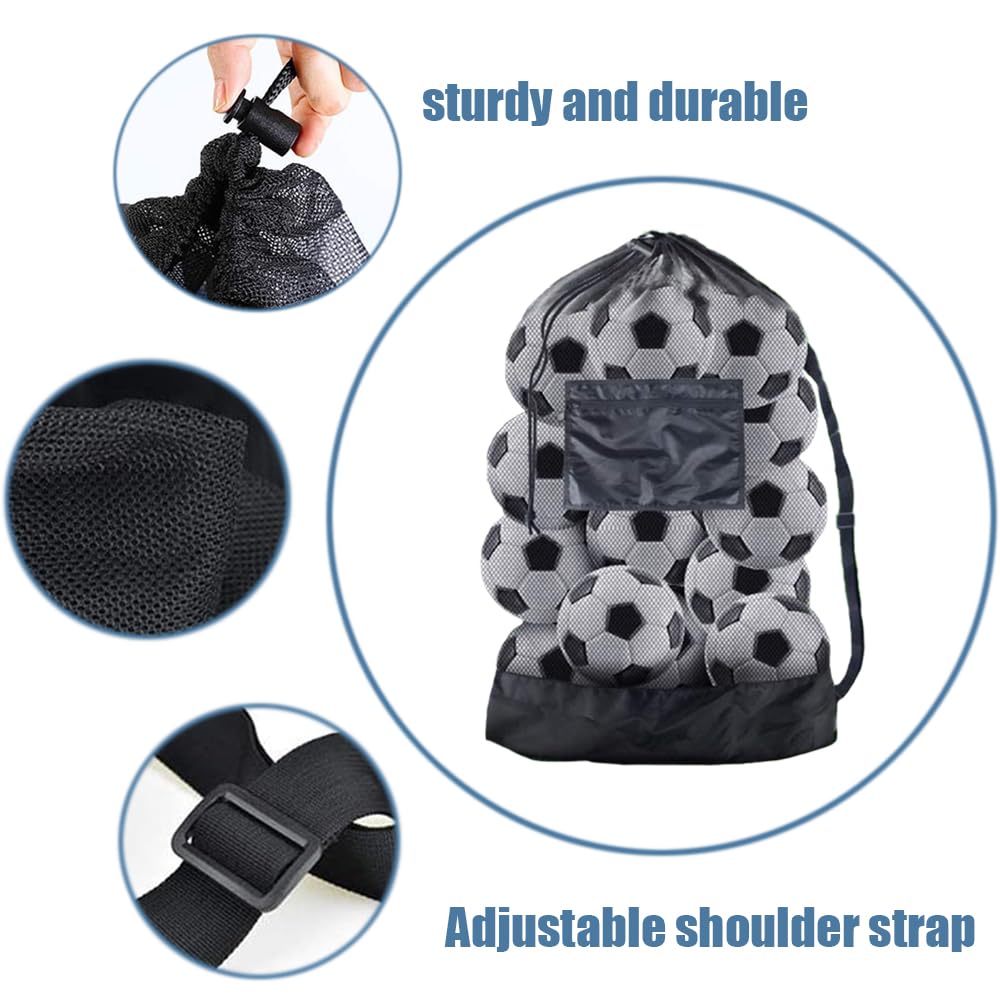 Sac à Ballon Grand Sac en Maille Filet, avec Bretelles Réglable équipement de Plongée Grand Capacité 10-15 Ballons Sac Sac Bandoulière Rangement Pour Football, Volley-Ball, Rugby (75 x100 cm)