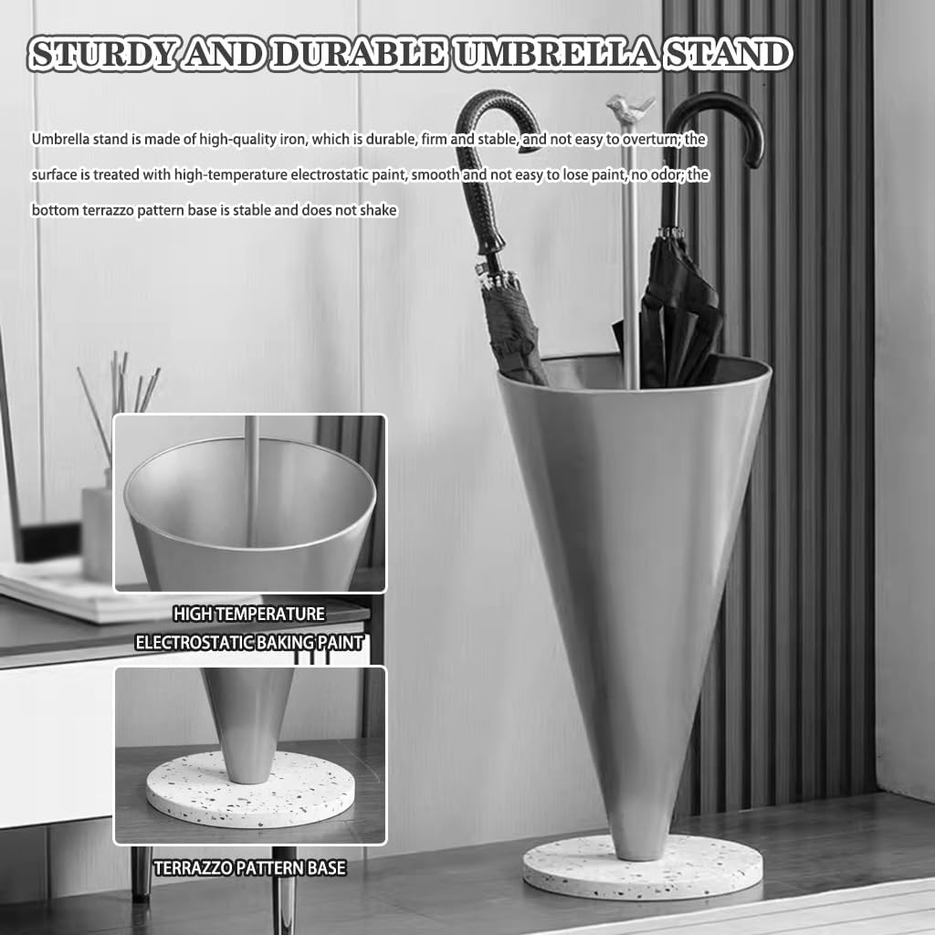 Luxury Style Decorative Umbrella Stand with Creative Umbrella Shape Basket Bird Handle Design for Entrance Home Decor or Gift (Green)