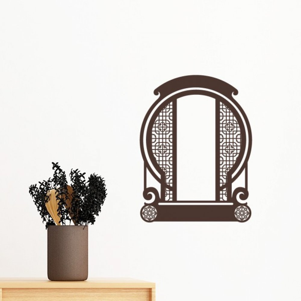 Sticker de porte amovible culture chinoise fleur bleue papier peint DIY