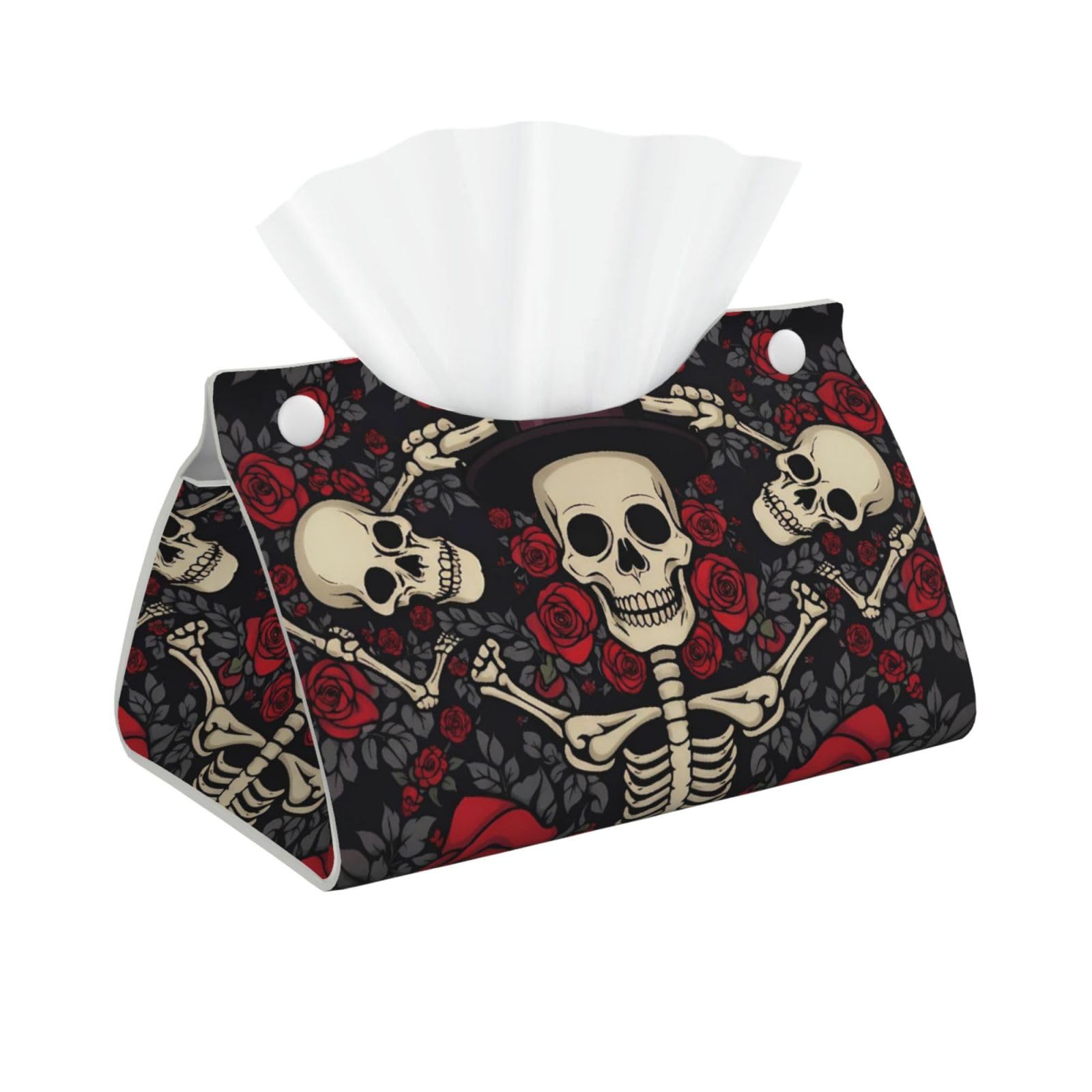 Roses Magic Hat Skeleton Sugar Skulls Long Tissue Box Cover Holder Home Decor Aesthetic 7.87'' x 5.12'' x 0.98''