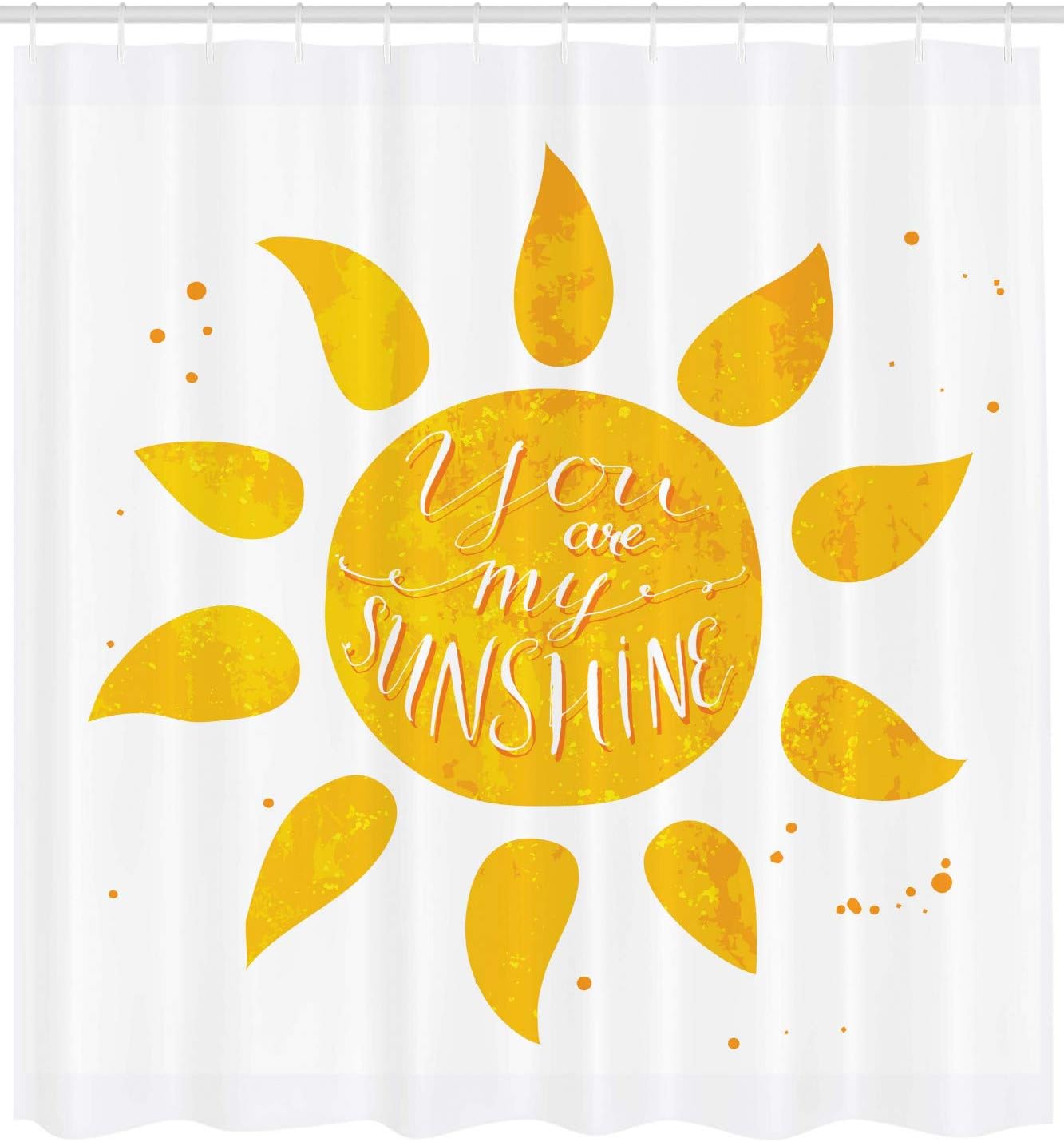 Ambesonne Saying Shower Curtain, Sunshine Lettering with Grungy Effects Featured Better Half Abstract, Cloth Fabric Bathroom Decor Set with Hooks, 69" W x 84" L, Yellow