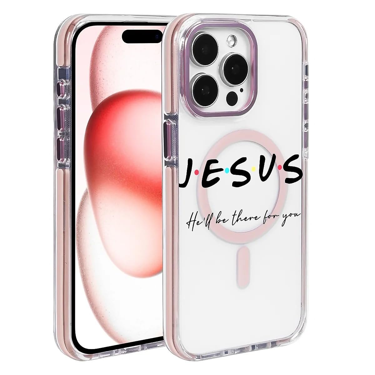 Goodsprout for iPhone 14 Pro Compatible with MagSafe Case, Clear with Jesus Be There for You Pattern Shockproof Glossy Magnetic Protective Phone Case