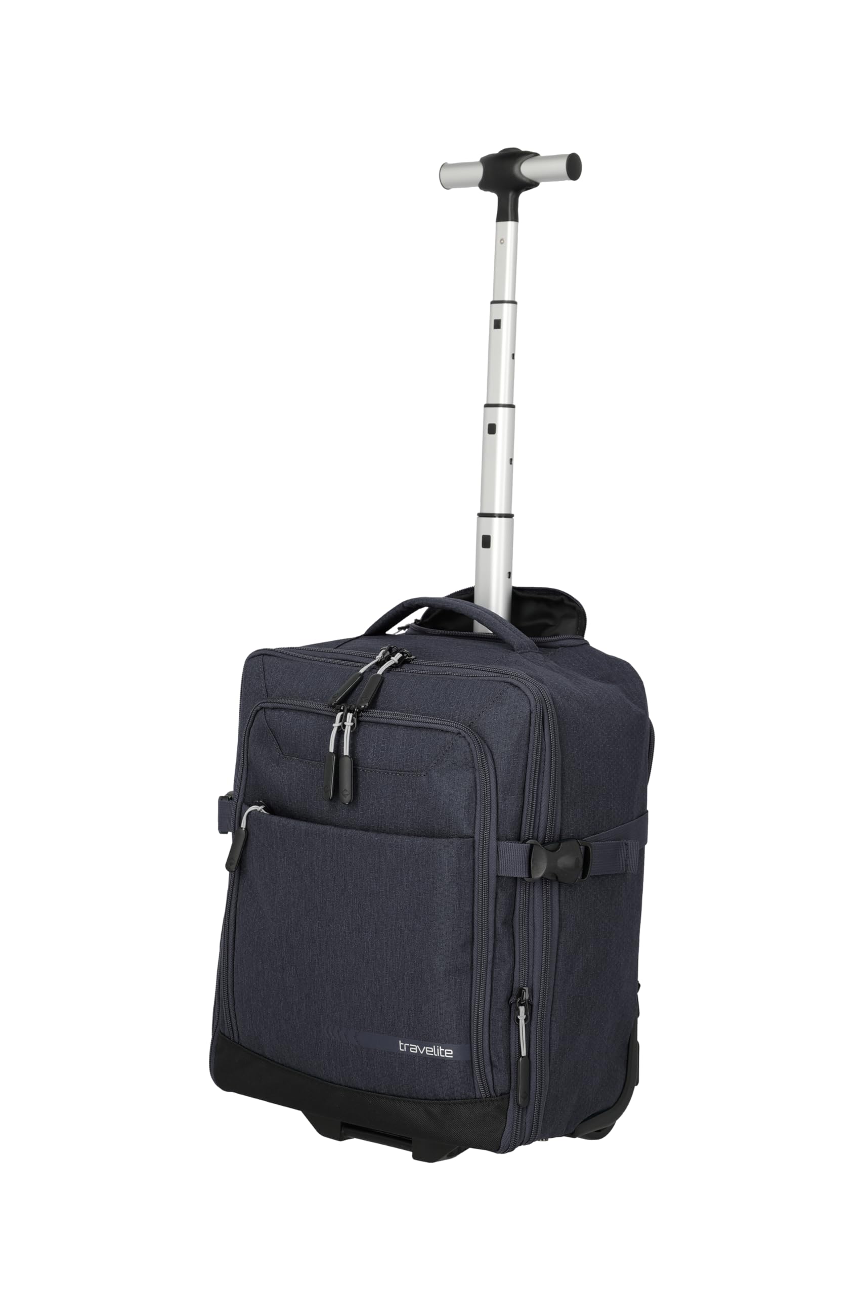 Travelite Rucksack KICK OFF, Laptopfach 15,6 Zoll, Handgepäck Rucksack mit Rollen und Teleskopgestänge, vielseitiger Reiserucksack, 30 x 40 x 20/23 cm, 24/28 L