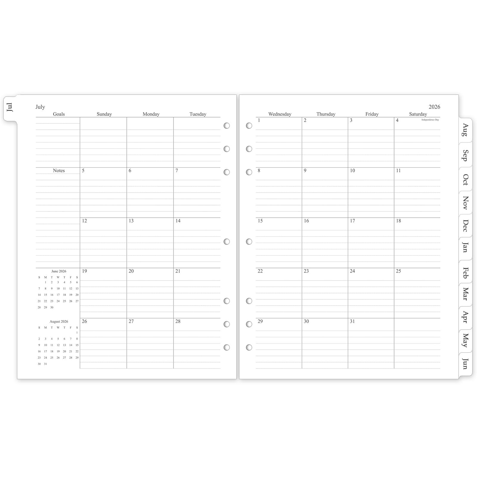 Monatsplaner 2026–2027, Nachfüllpackung, 18 Monatskalender, 11 Scheiben
