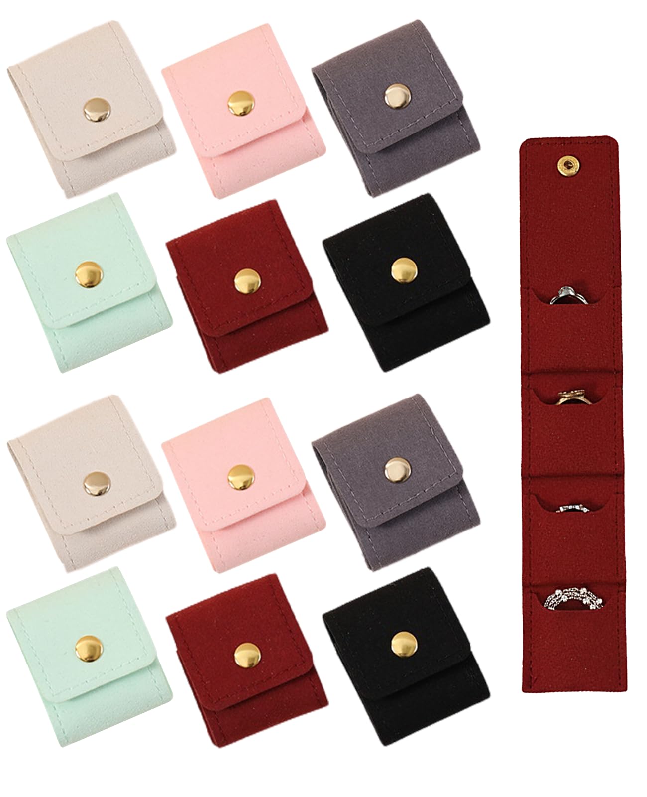 Photo 1 of Geyynow 12PCS Mini Travel Jewelry Bag, Tiny Portable Foldable Jewelry Pouch Storage, Small Organizer Case (Multicolor×6)