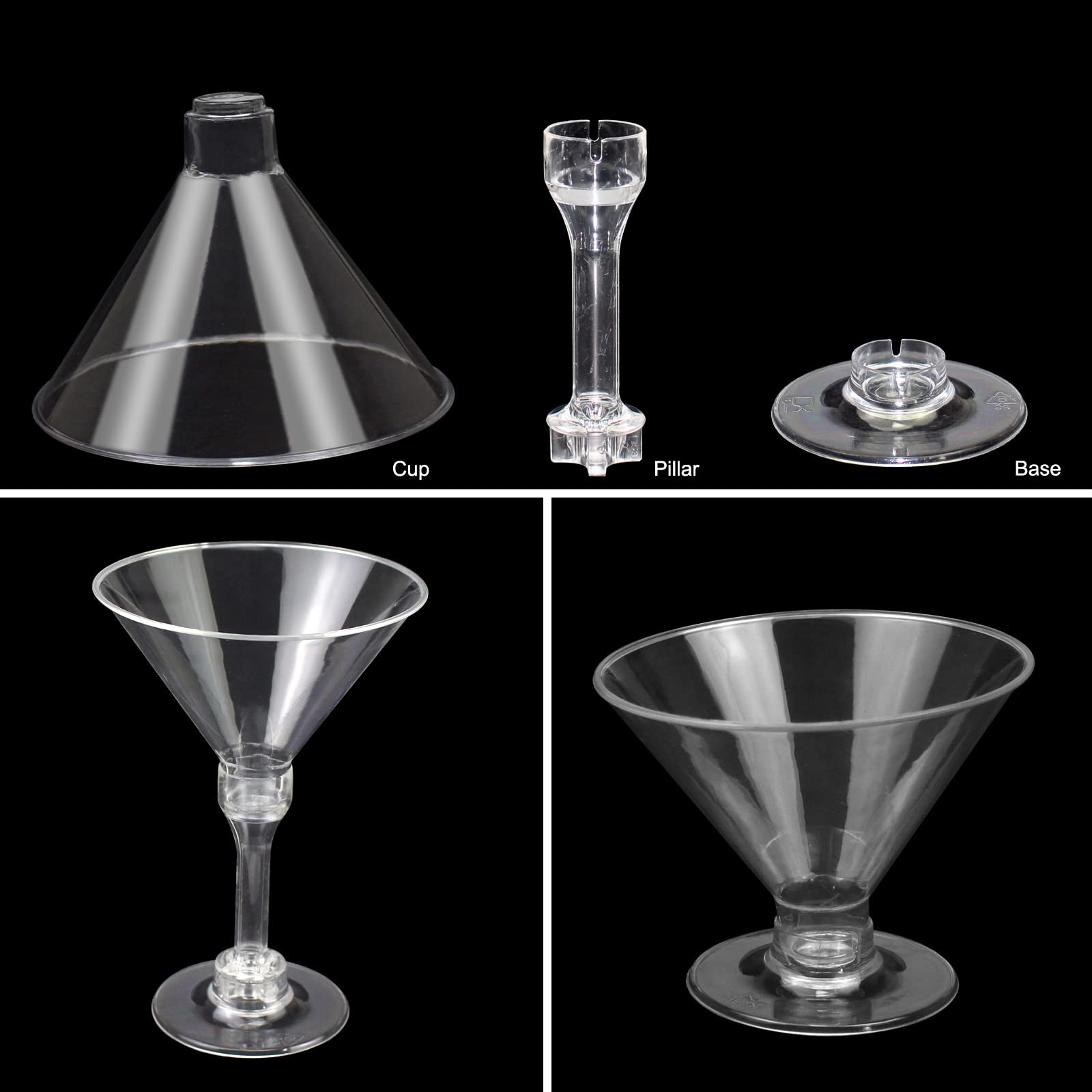 25 Pack Plastic Martini Glasses 5 Oz Disposable Cocktail Glasses Clear Dessert Cups for Wedding and Party