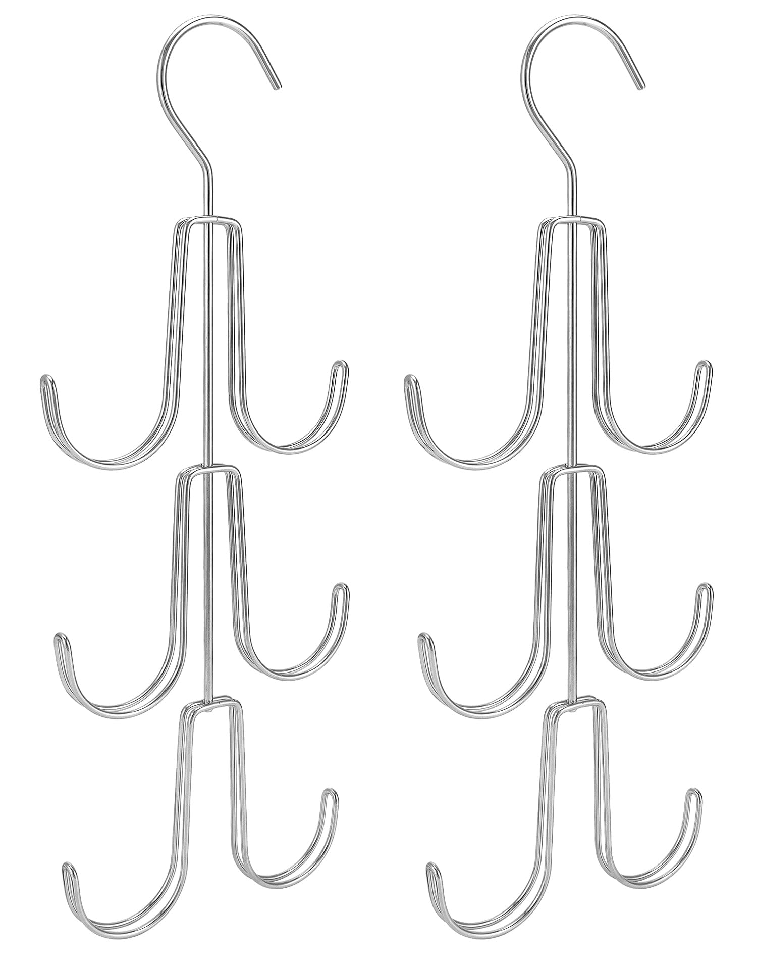 QWORK Rangement Suspendu pour Sacs et Écharpes avec 6 Crochets - Argent