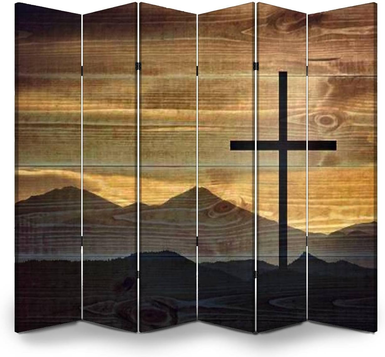 6 Panels Screen Room Divider Christian Inspiration Folding Canvas Screen Privacy Partition Indoor Separator Freestanding Protective Wall Divider