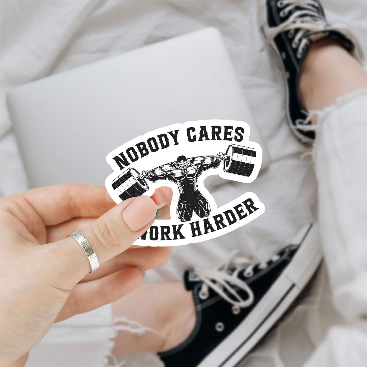 (3 Pcs) Nobody Cares, Work Harder Sticker - Motivational Quote Vinyl Decal for Water Bottle, Tumbler, Hard Hat, Helmet, Car, Laptop - 3 Inch Waterproof Vinyl Sticker Gift image 2