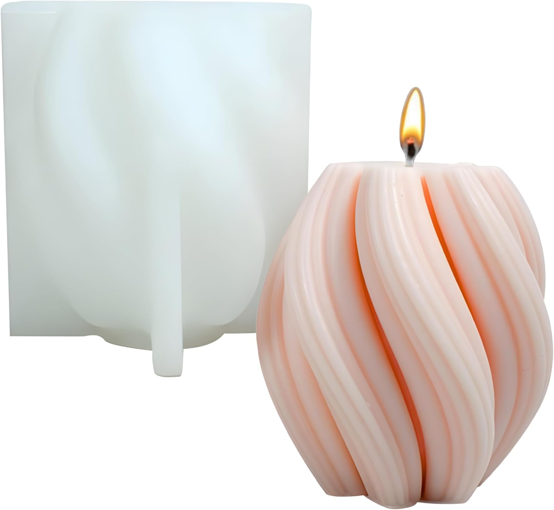 3D Wave Twisted Rotating Irregular Geometric Silicone Candle Mold, Irregular Pillar Swirl Candle Mould for Candle Making Soap Mold Fondant Chocolate Cake Baking Mould for Soy Wax, Soap,DIY (Large)