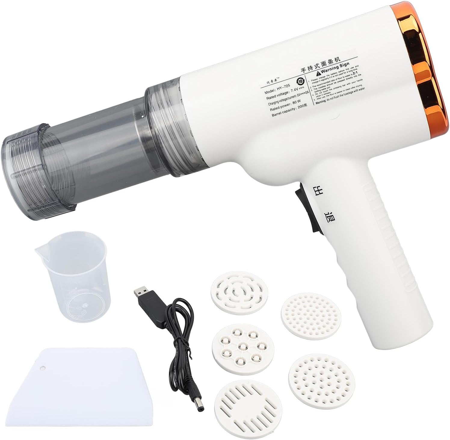 Pasta Maker, Electric Automatic Pasta Maker Noodle Maker Pasta Machine Labor Saving 304 Stainless Steel Handheld Pasta Noodle Making Machine Handheld Electric Pasta Maker (White)