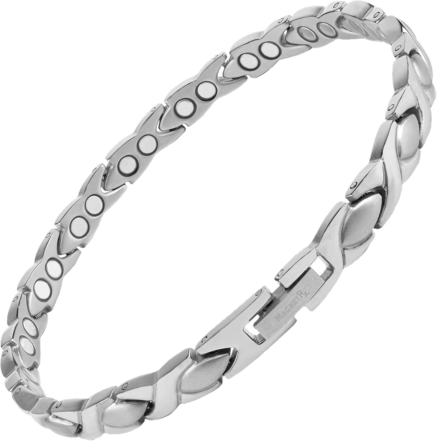 MagnetRX® Damska magnetyczna bransoletka na kostkę, bardzo wytrzymała magnetyczna bransoletka na kostkę z 34 magnesami - tytanowa magnetyczna bransoletka na kostkę dla kobiet