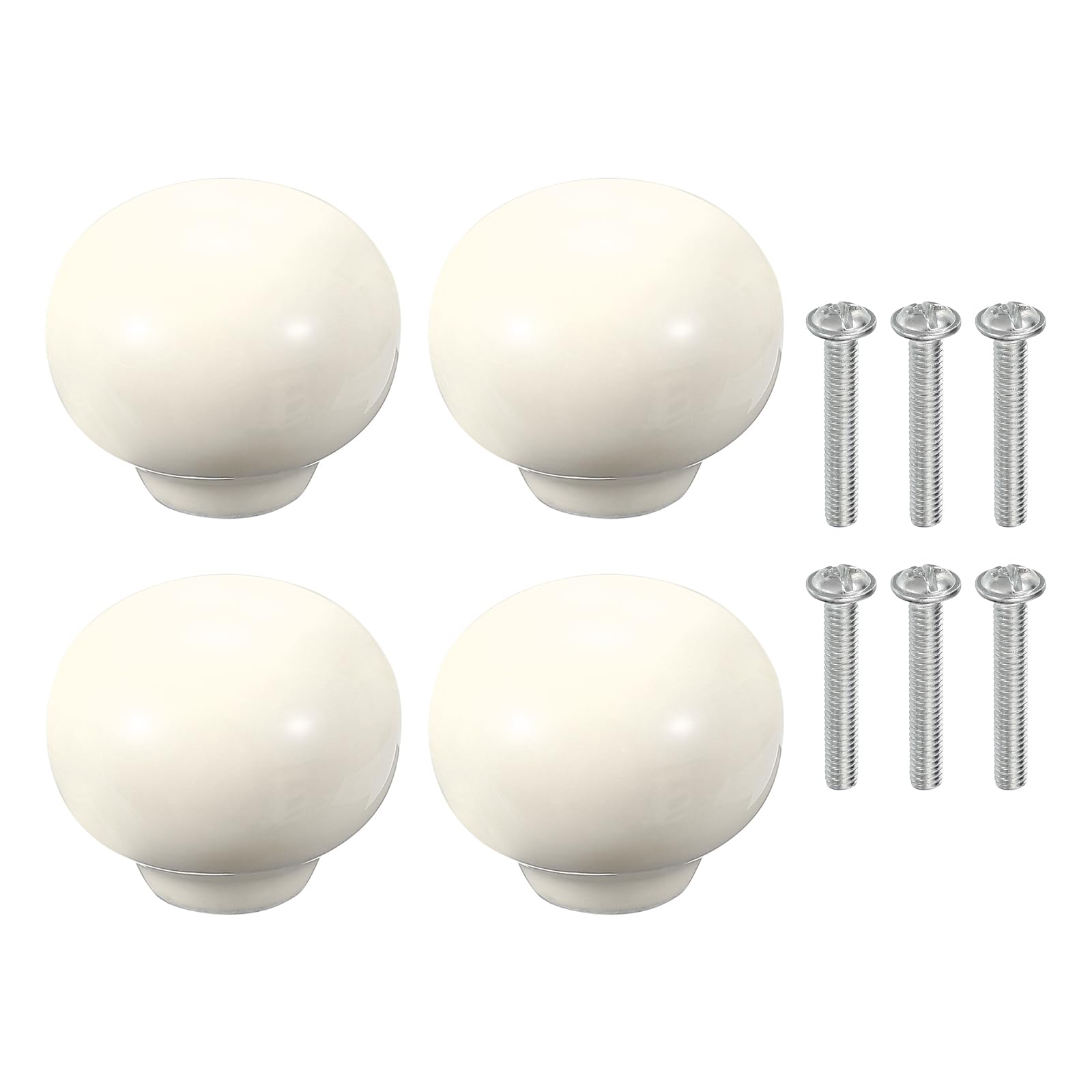 Boutons d'armoire en céramique ronds beige 3,3cm pour meuble et placard