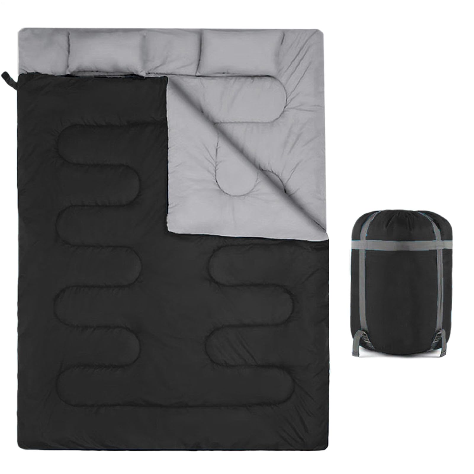 Sac de Couchage - Pour 2 Personnes | Et Tapis Pour Hommes Et Femmes, Voyage, Randonnée En Plein Air, Été, Hiver, Froid, Chaud