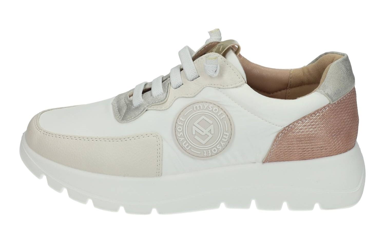 mysoft 25M267 Zapatillas Deportivas Mujer Blancas con Cordones elásticos Mujer Deportivos