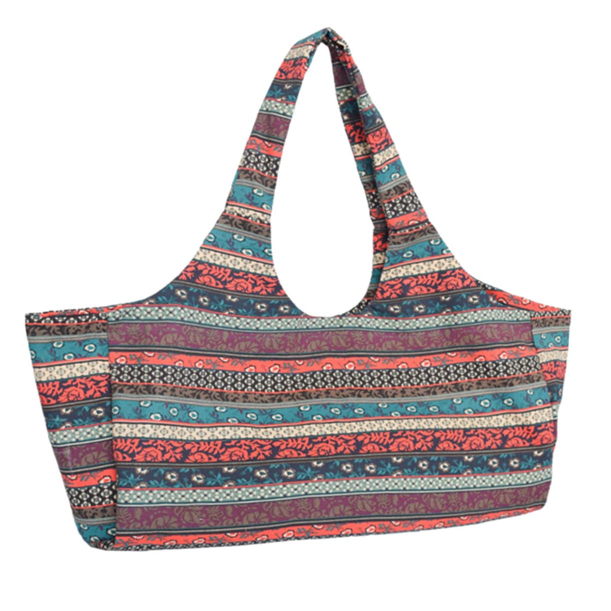 BESTonZON Bedruckte Yogamattentasche Ethno Style aus Canvas Große Sporttasche mit Kordelzug und Seitentasche Leichte Schultertasche für Yoga Fitness Reisen und Alltag