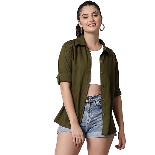 FUNDAY FASHION Women Oversized Casual Rayon Shirt