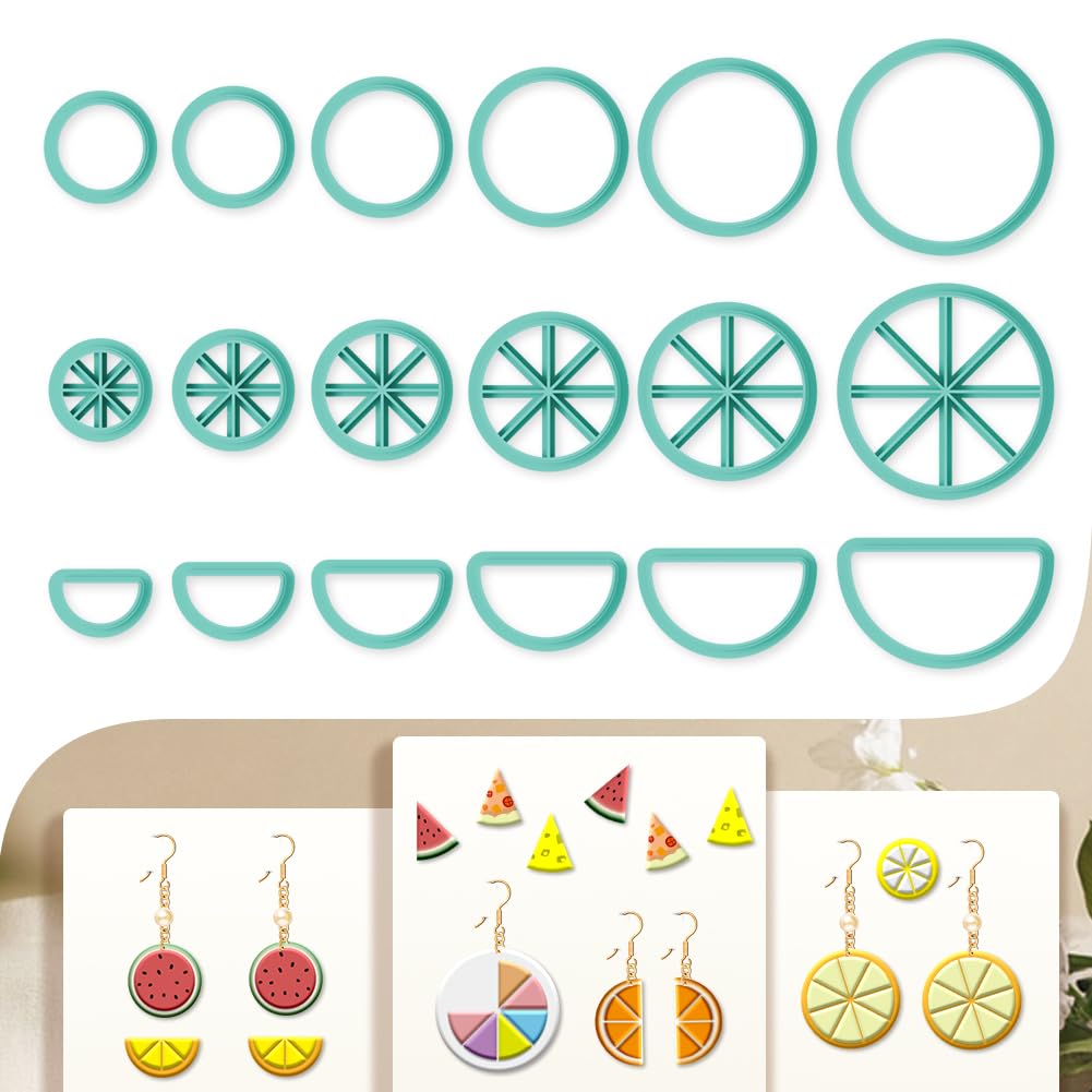 beinkmake 18Pcs Circular Polymer Clay Cutters Semi Circular Fan Shaped Clay Earrings Cutters Polymer Jewelry Cutter for Earrings Making Birthday Party DIY Supplies