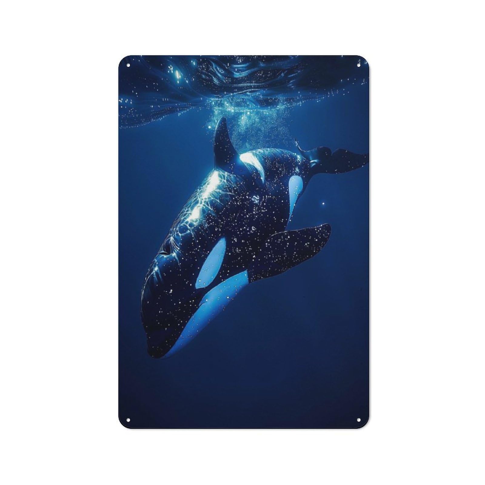 Junmoney Ocean Orca Whale Killer Retro Metal Sign 30X20cm For Hobby Room Or Studio, Autumn Wall Decor For Creative Interior Collectors