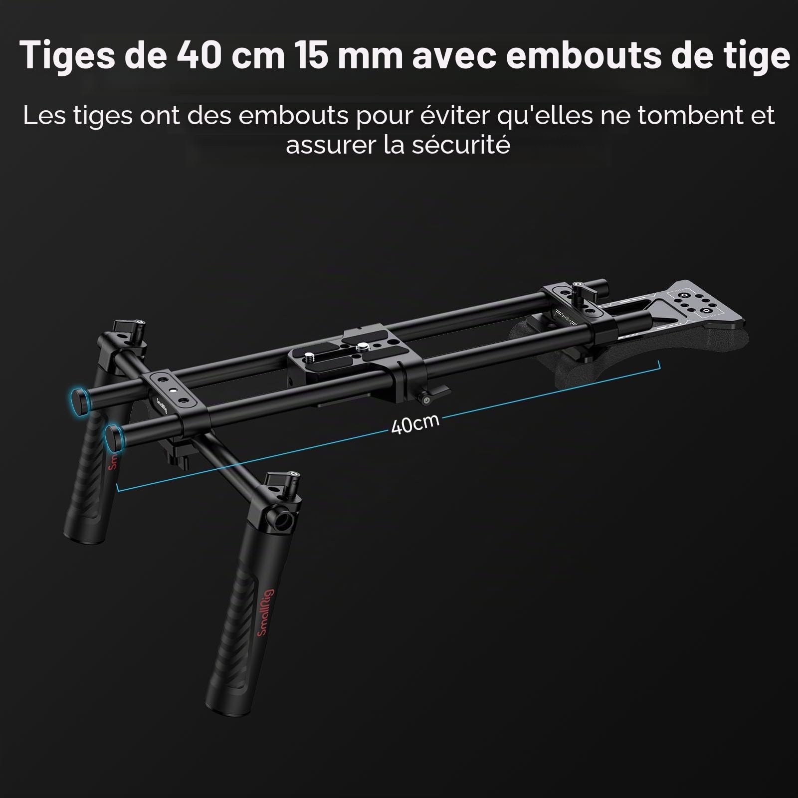 (Amélioré) SMALLRIG Kit de Plate-Forme d'Épaule Universelle, Camera Shoulder Rig, Système de Support de Tige de 15mm, Stabilisateur de Caméra pour Caméscope DSLR, pour la Réalisation de Films - 2896C