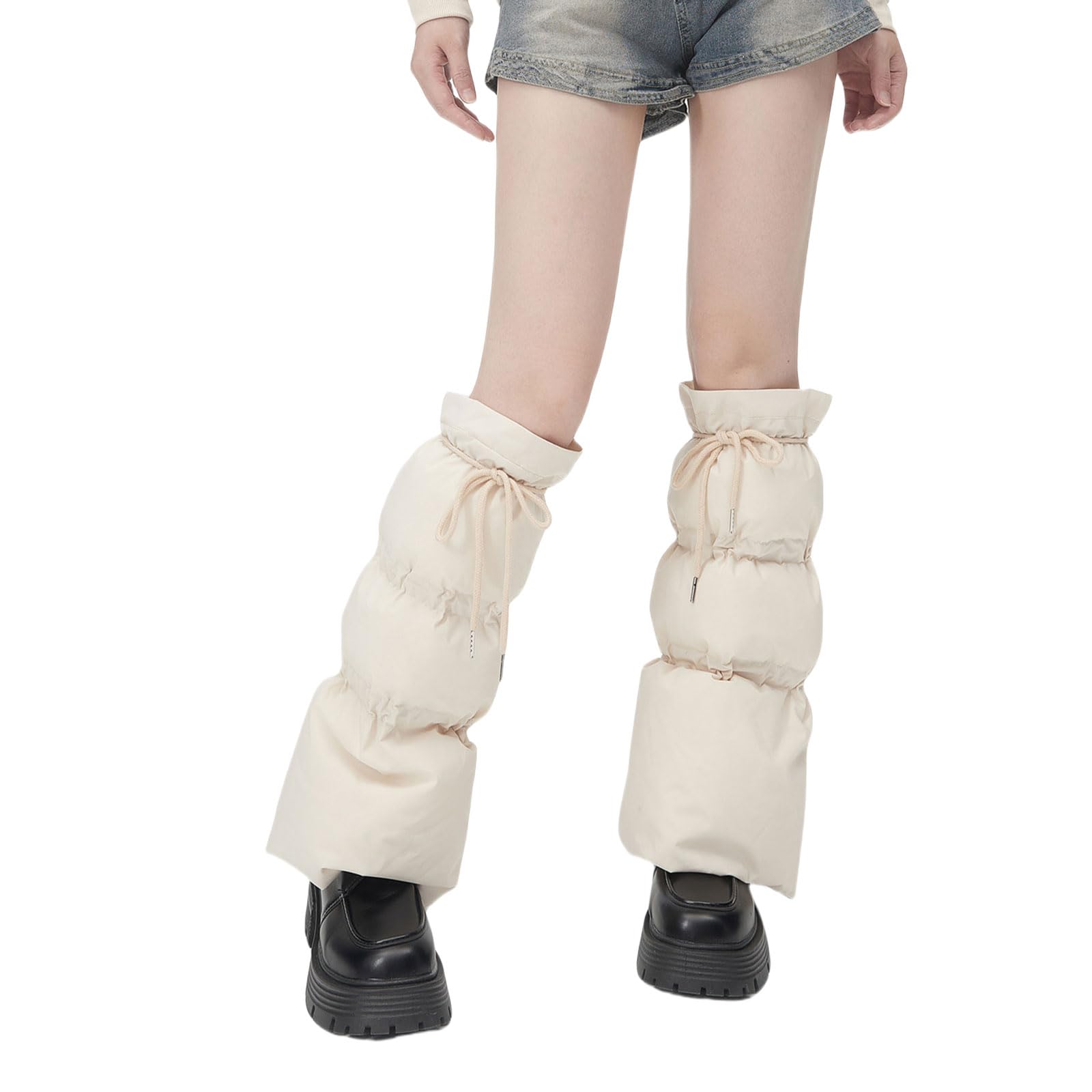 Maxtonser Thermal Padded Leg Covers with Adjustable Drawstring for Skiing Hiking and Cold Weather Ladies Puffer Leg Warmers Socks