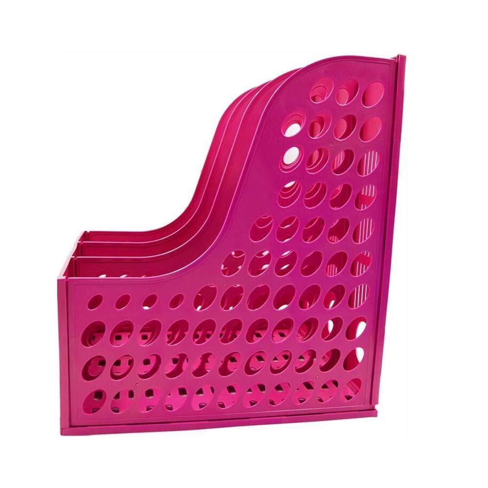 Organizzatore di Documenti da scrivania, Robusto portariviste in plastica, cornici Portadocumenti a 3 sezioni Divisori per Documenti Armadietto per Documenti cartacei per Ufficio (Rosa)