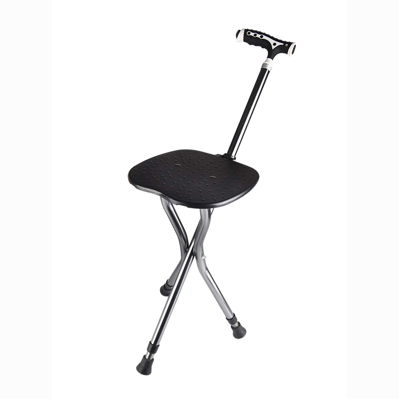 Asiento de bastón Plegable, bastón de Altura Ajustable con Asiento, con luz LED, bastón Combinado Ligero, para Personas Mayores, Taburete de Descanso para Viajes al Aire Libre, Silla Plegable Star of