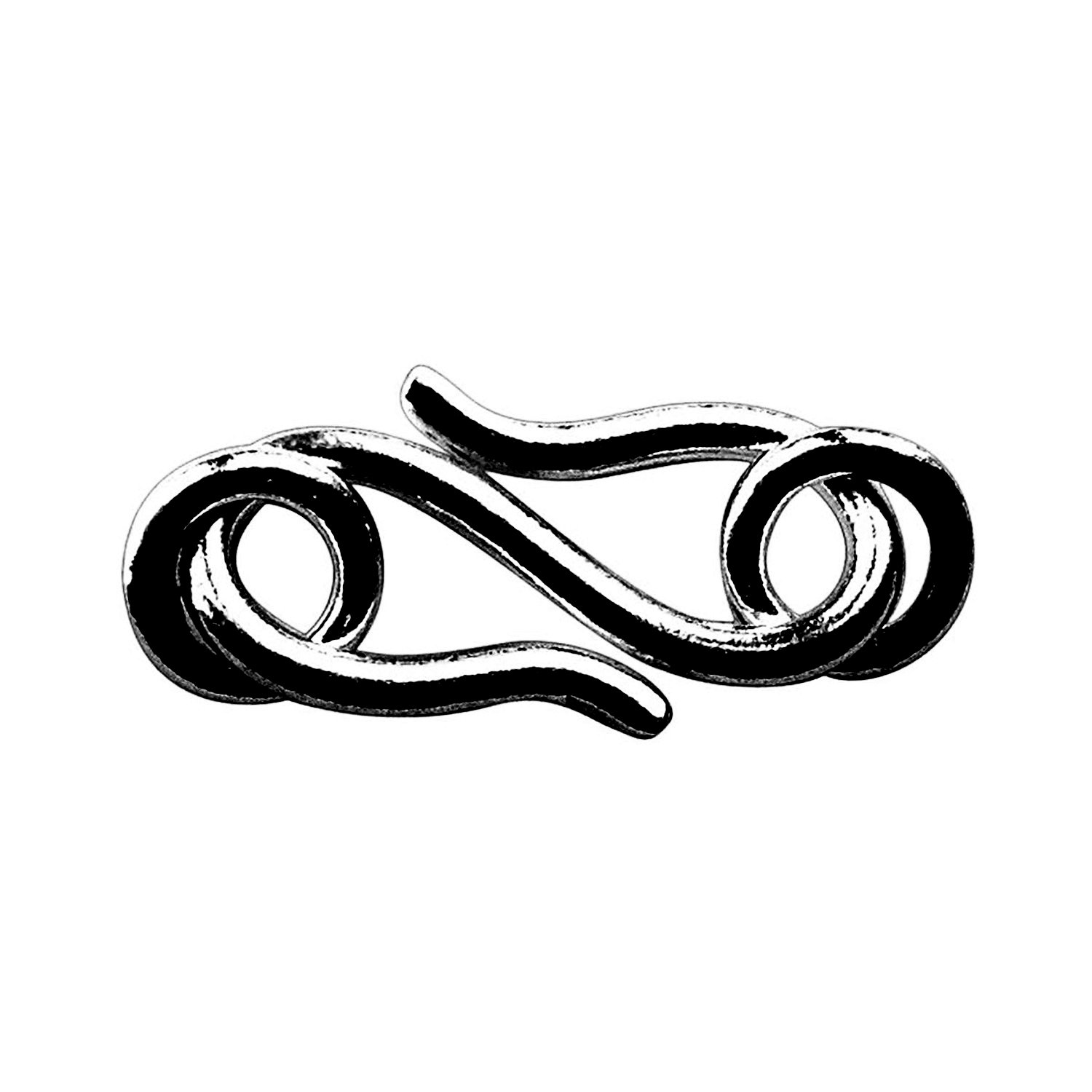 Black Rhodium Overlay ''S'' Hook CR-186-18MM