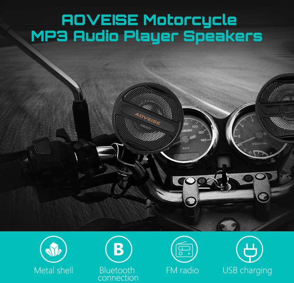 12V 3-Zoll-Motorrad-Audio-Player Bluetooth Lautsprecher Alle Metallwasserdichtes Moto MP3-Player-Alarm-System Verstärker ATV UTV USB FM Radio,C