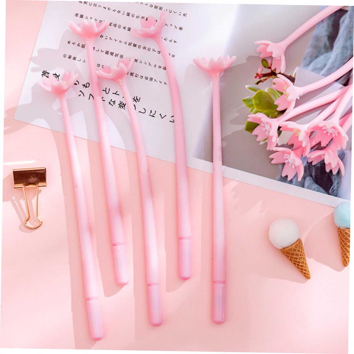30pièces Stylo Gel Aesthetic Avec Motif Fleur Pour Étudiants Stylo De Signature Créatif Et Adorable Rose Pour Écriture Et Tests