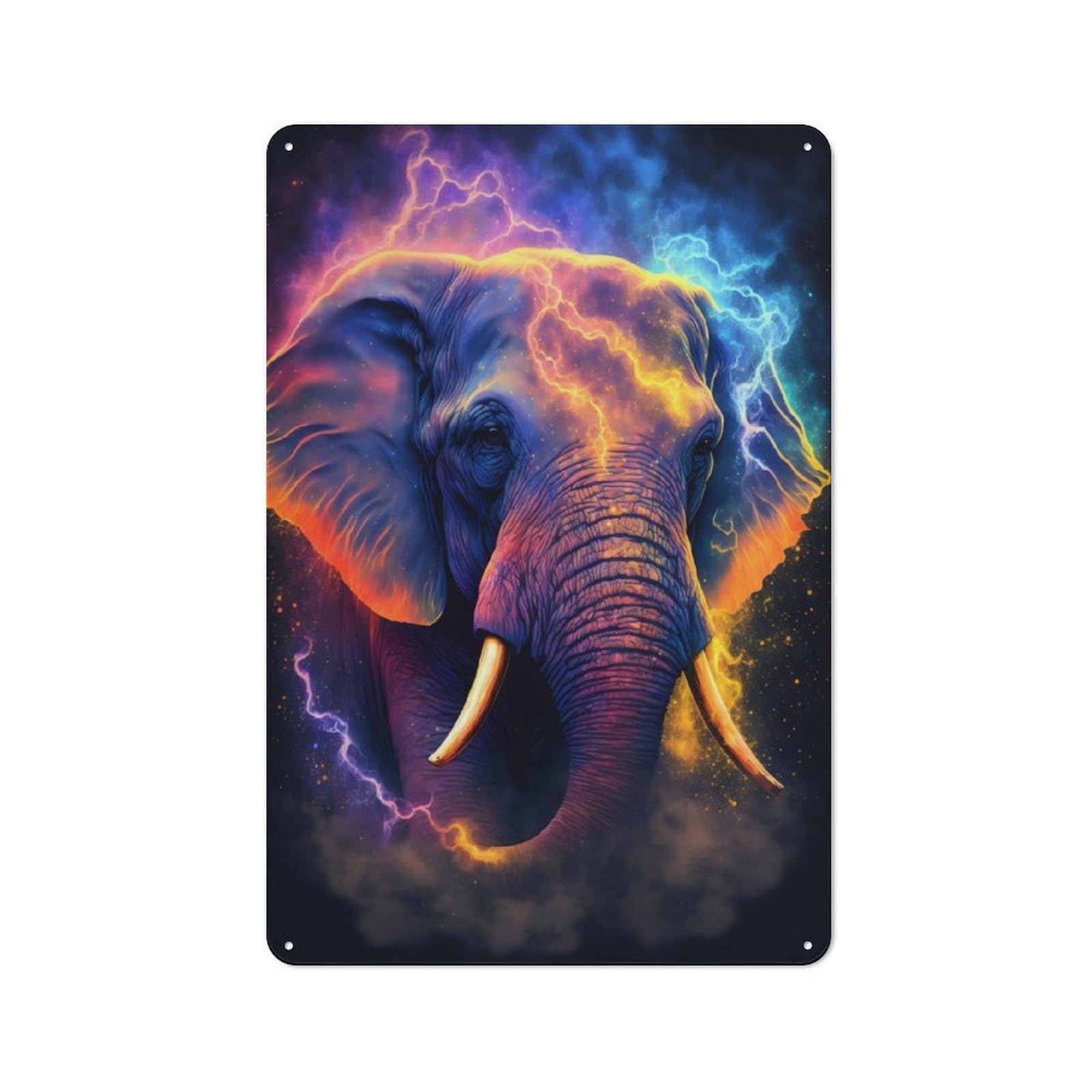 Junmoney Star Elephant Printed Metal Sign 30X20cm For Living Room Or Hallway, For Home Wall Decor Collectors