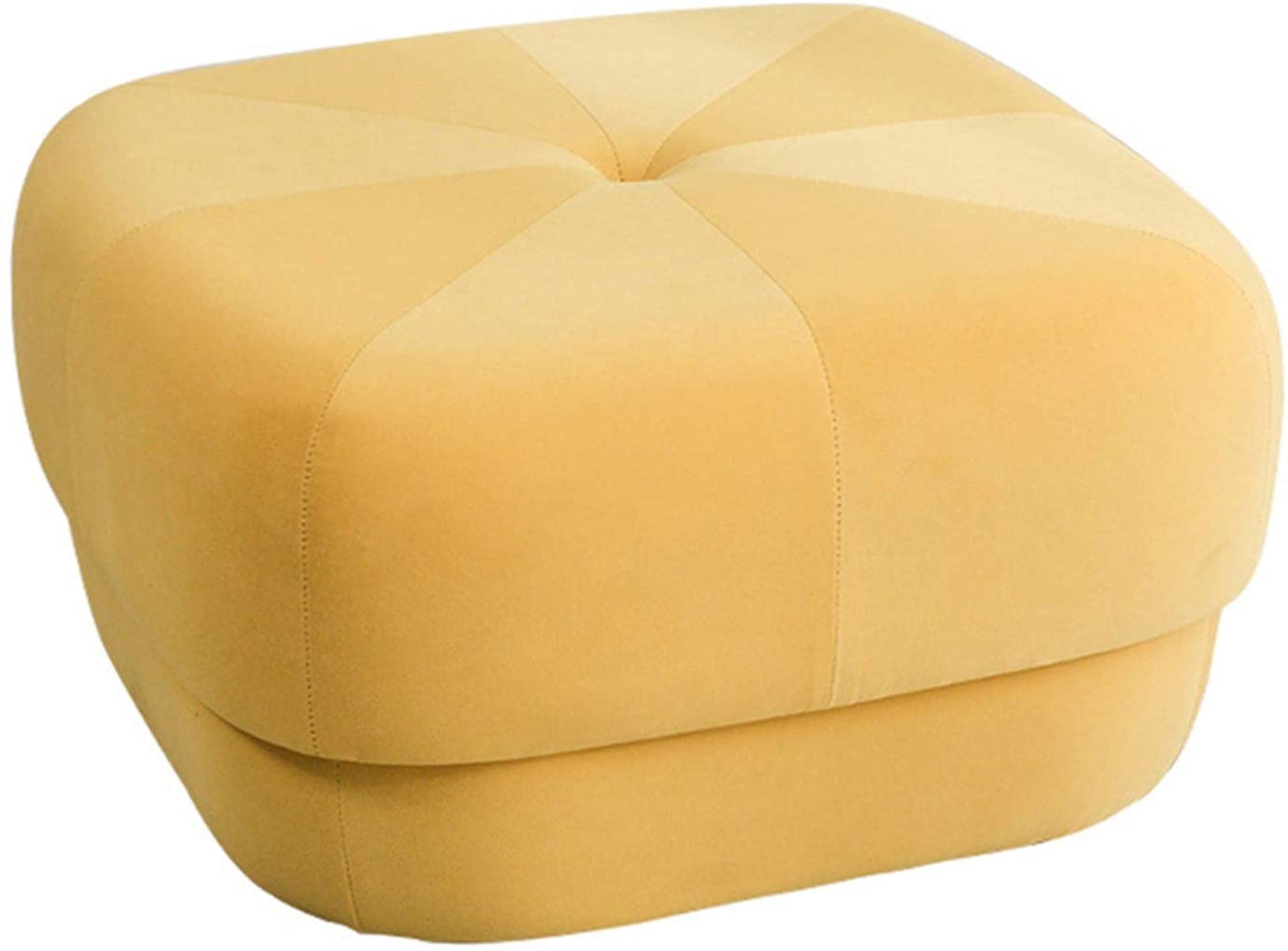 OAkitaSoft Tufted Stool, Fine Brushed Upholstered Footstool Small Pouffe Change Shoe Bench Solid Wood Dressing Stool for Bedroom, Living Room, Office,Green,L (Beige Small)