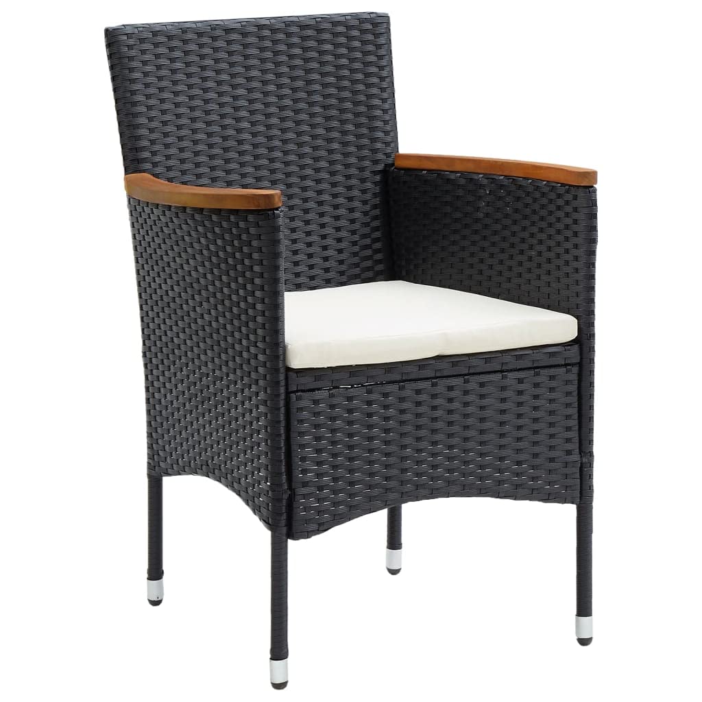 vidaXL Sedie da Pranzo per Giardino 4 pz in Polyrattan Nero