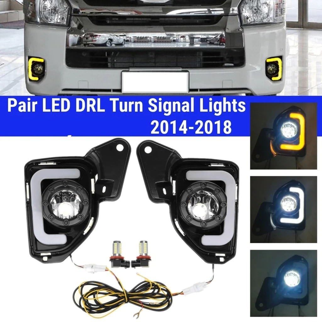 Antiniebla Para Toyota Para Hiace 2014-2018 Conjunto Faros Antiniebla Luces Diurnas LED DRL Izquierda Y Derecha Con Bombillas H11 6000 K ~ 6700