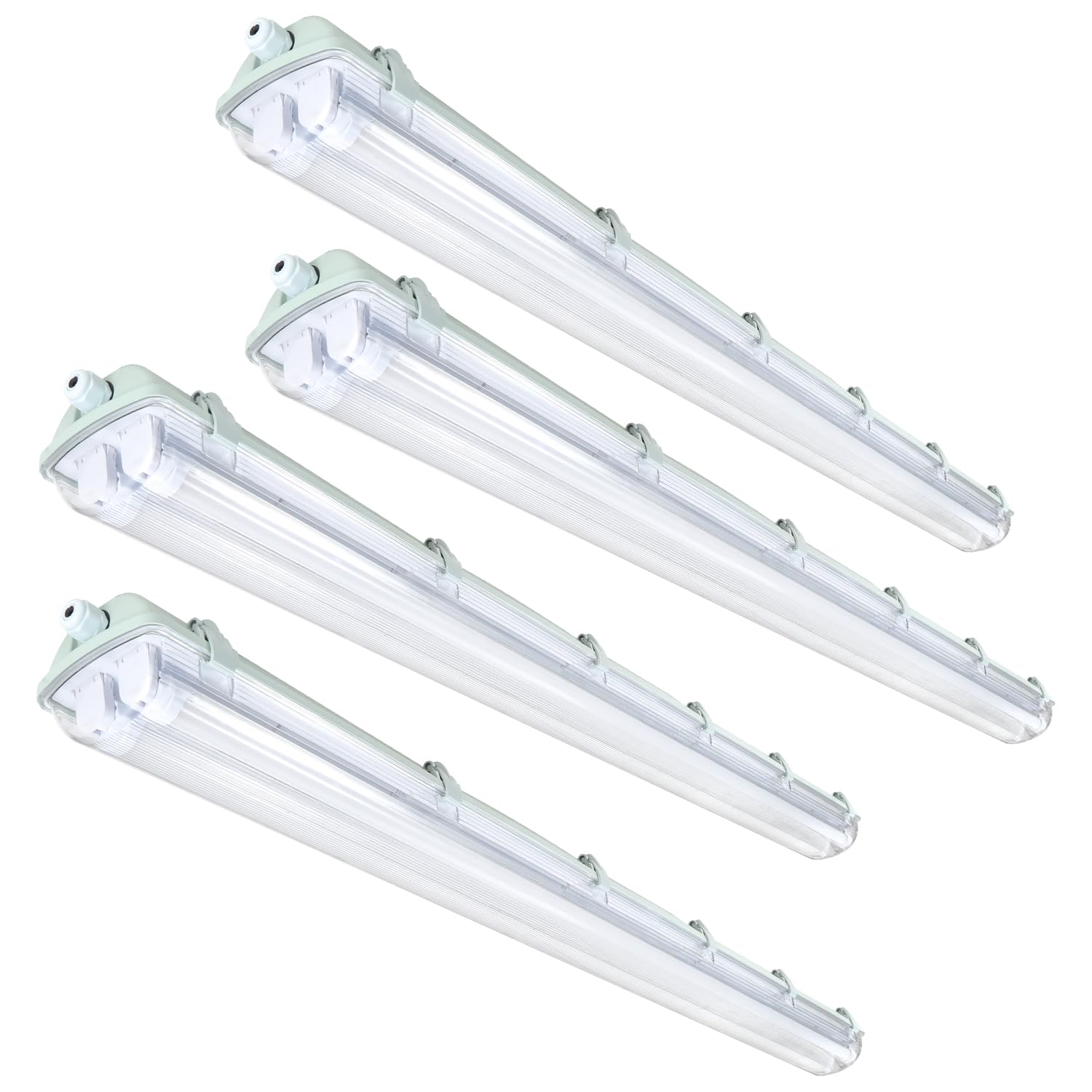 Reglette LED 120CM luz de bañera 18W antihumedad, blanco neutro 4500K, 1800lm lámpara fluorescente Impermeable IP65 luz de día iluminación de taller (4 piezas, 2x tubo T8)