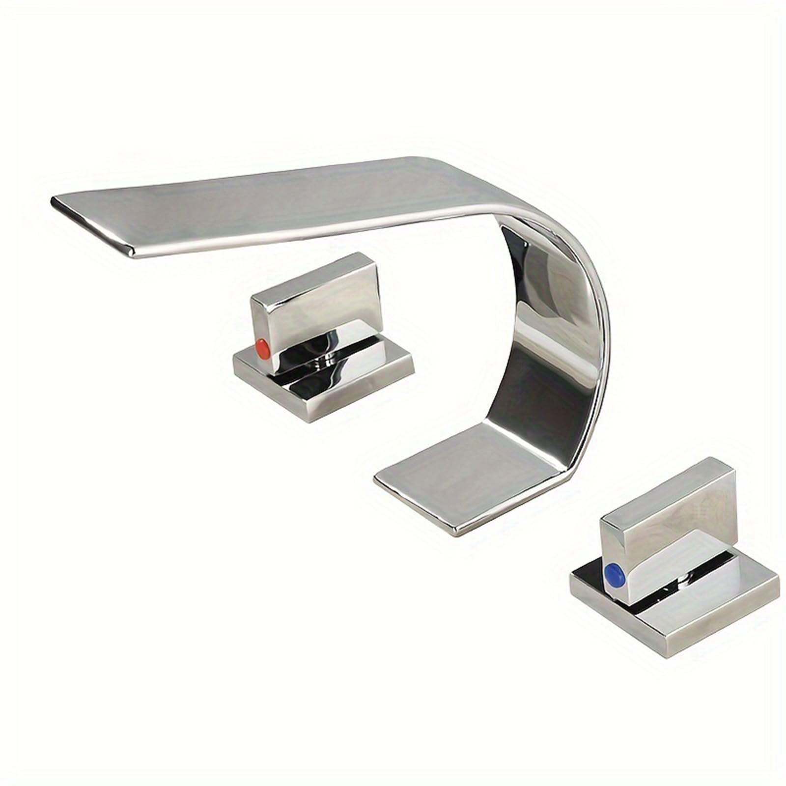 Rubinetto Bagno Miscelatore Lavabo Miscelatore per Lavabo 3 Fori Cascata 2 Maniglie Ottone Rubinetto da Bagno 3 Fori Cromato