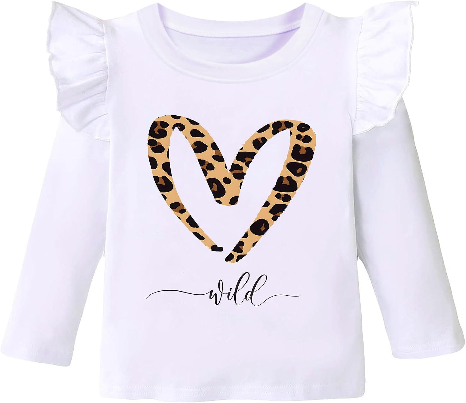 Toddler Girls Valentine Shirt Kids Tee Shirt Love Heart Shirt for Girl XOXO Holiday Ruffle Long Sleeve T-Shirt 2-7T