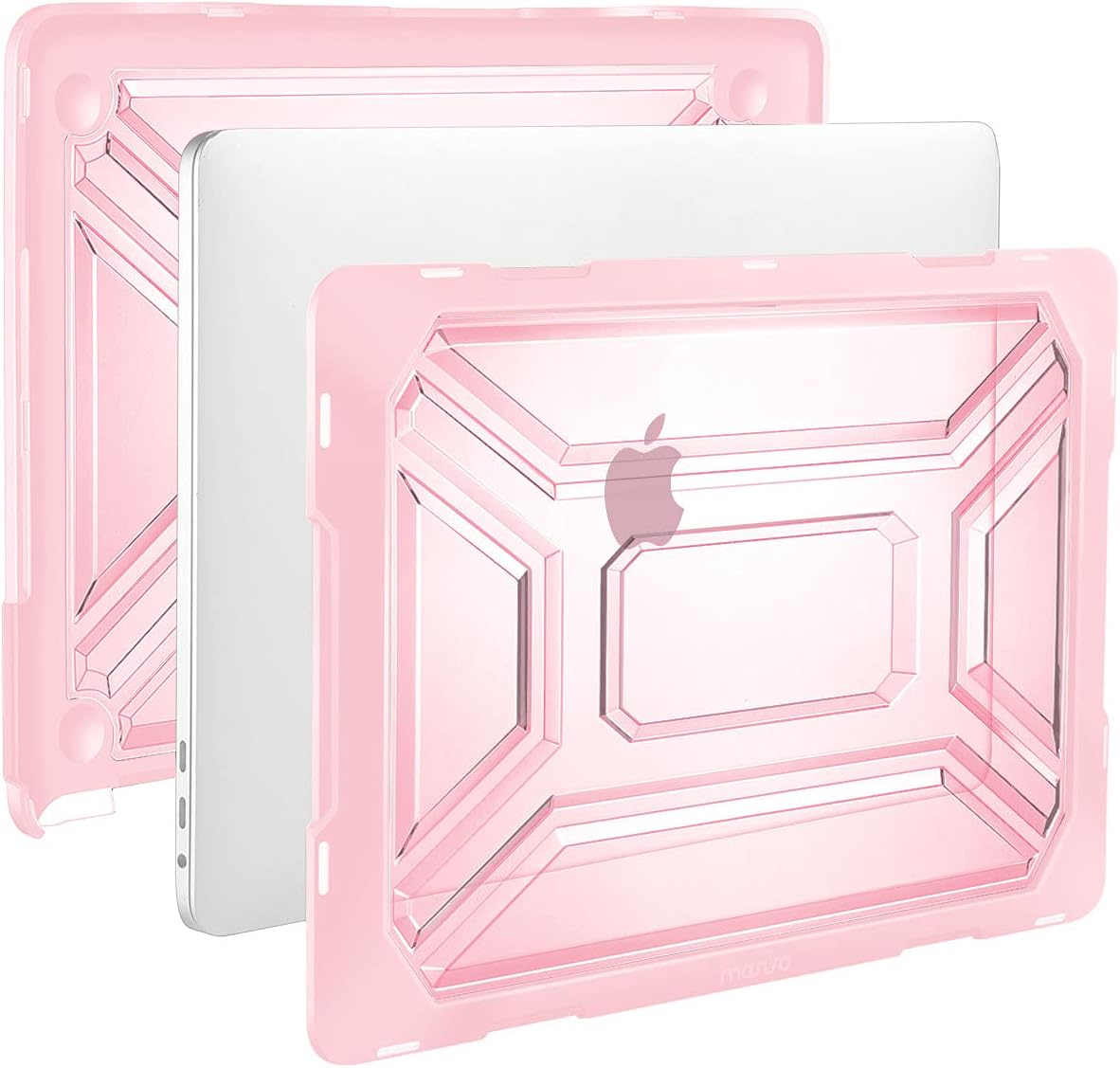 MOSISO Compatible with MacBook Pro 16 inch Case 2020 2019 Release A2141 with Touch Bar & Touch ID, Heavy Duty Plastic Hard Shell Case with TPU Bumper & Keyboard Cover Skin, Rose Quartz