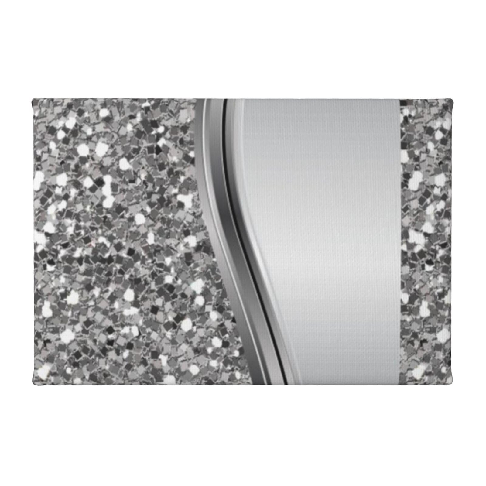 Inomak As Picture Silver Faux Glitter Glam, Canvas Wall Art Prints Wall Art Wall Hanging Painting For Home Decor 20 X 30 Cm