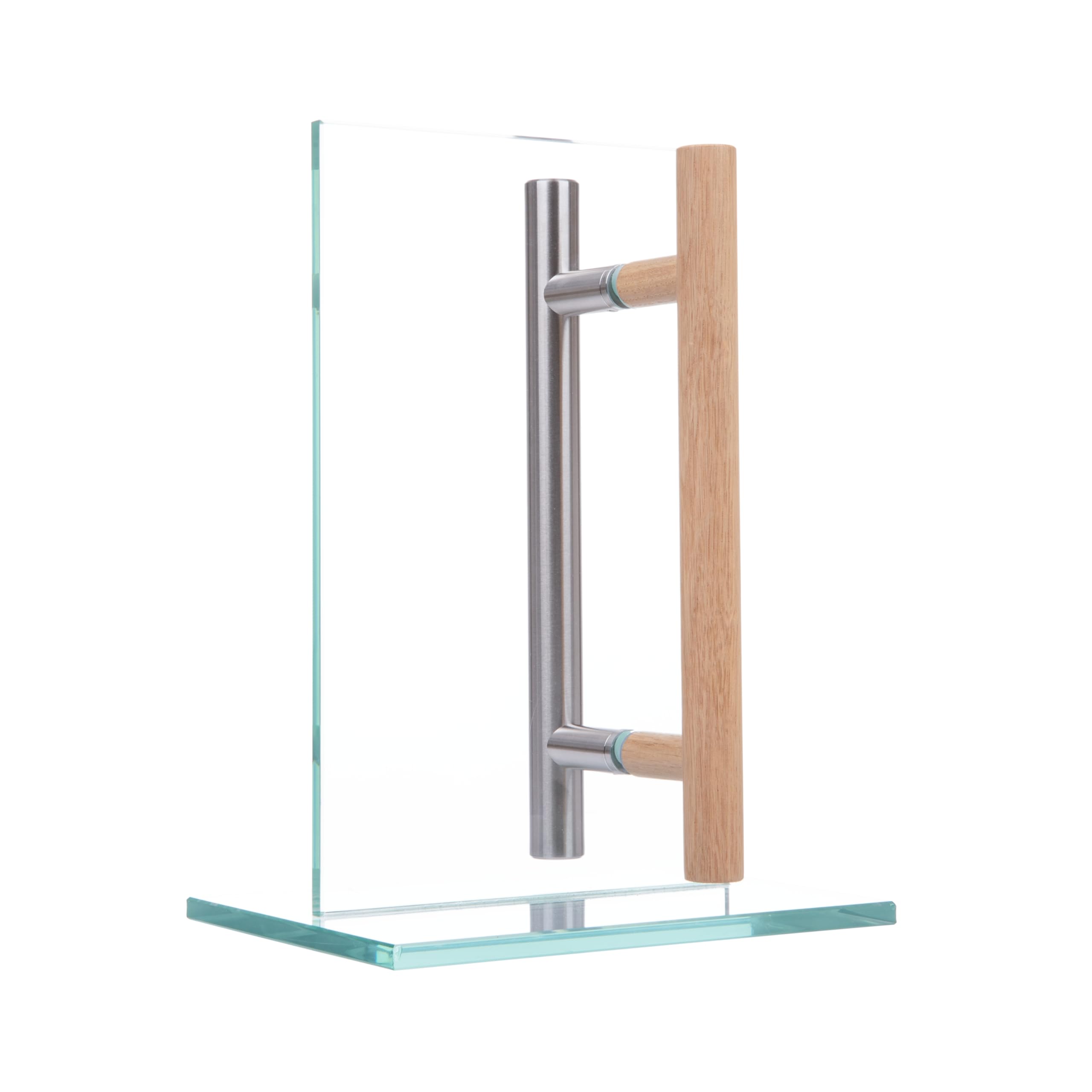MLS Tirador para Puerta de Sauna y Spa, Acero Inox. y Madera, 250 mm | Par de Manillas para Puertas Interiores de Cristal y Madera, Agradable al Tacto, 150 mm entre Orificios