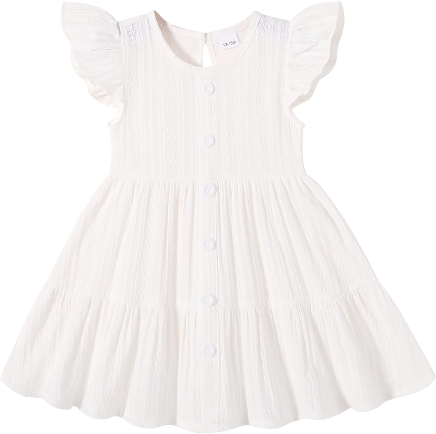 Happy Town Toddler Baby Girl Casual Dresses Summer Sundress Ruffle Button Down Solid Girl's Boho Dress Spring Outfits