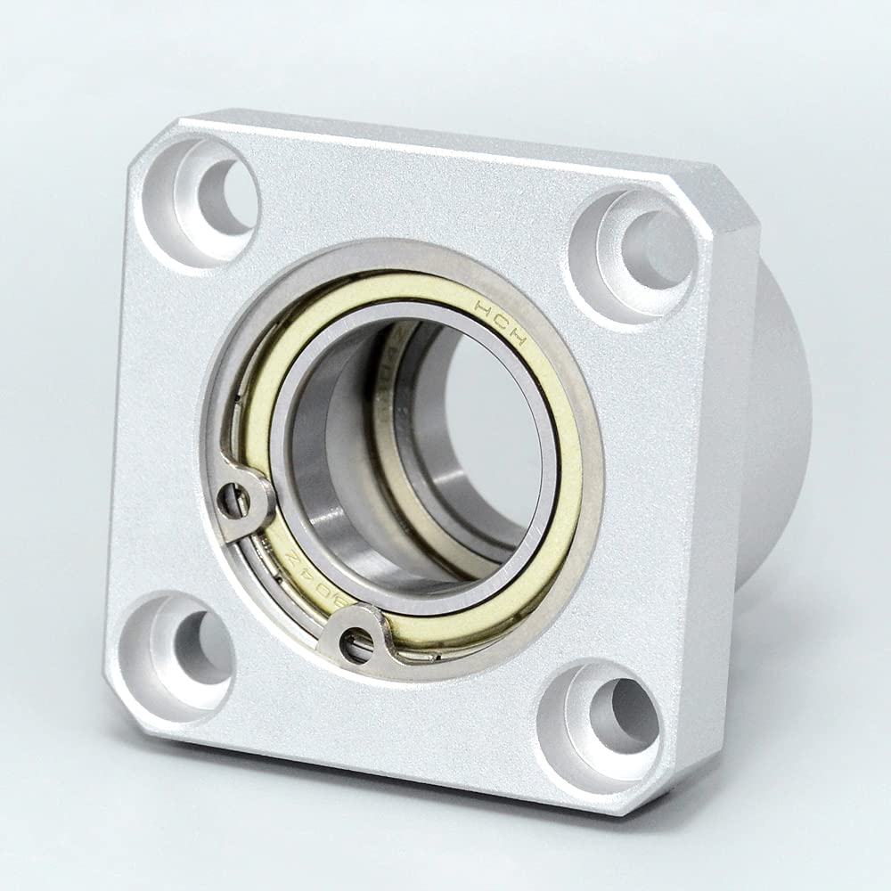 AUZHU- BRB - Metric- Double Bearings with Housing, Aluminium Alloy Round Flange Seat, Configurable Length, Deep Groove Ball Bearings with Retaining Ring Size: D 20 mm, L 50 mm, Bearing No.6204