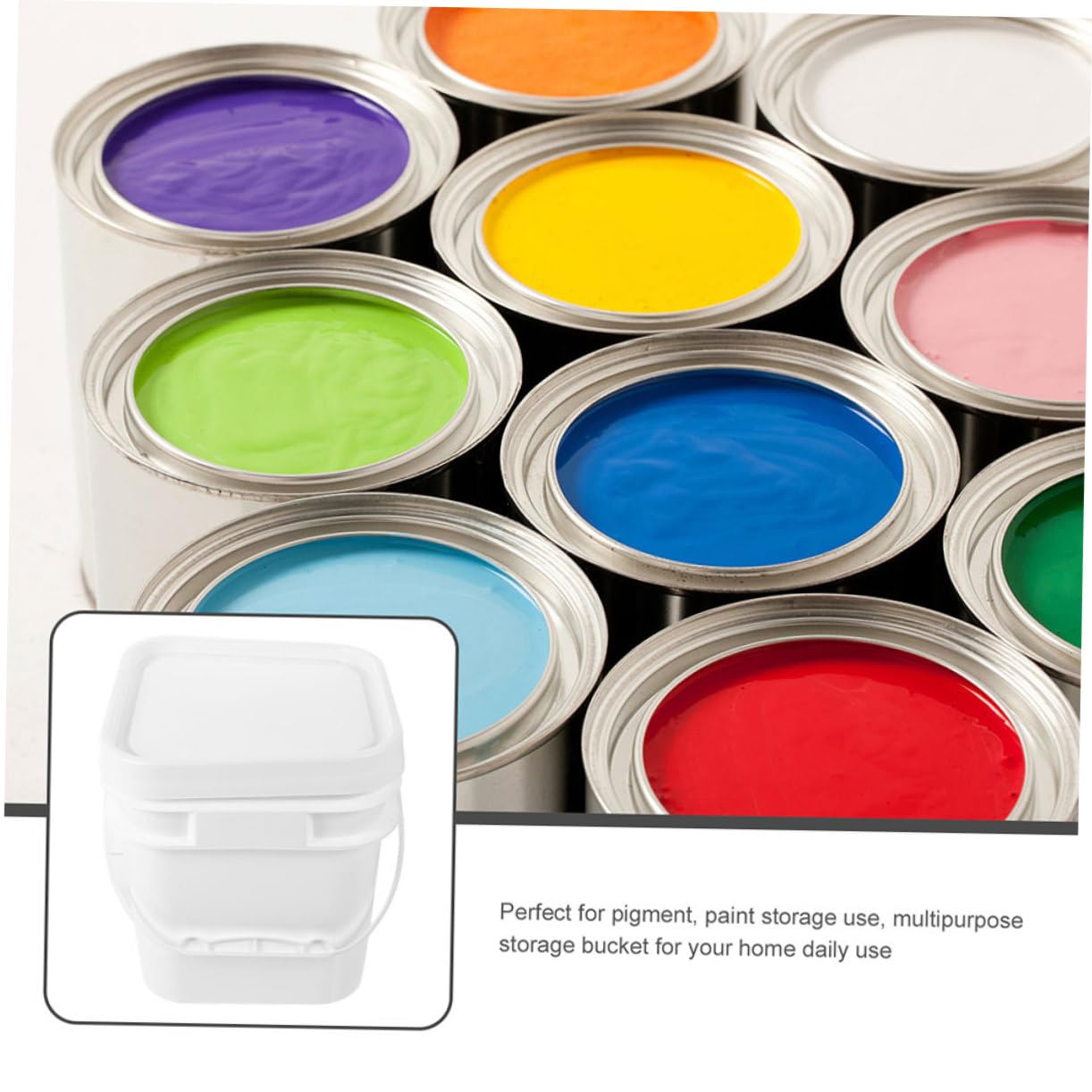 Cubo de Pintura de Plástico Blanco PP 5l con Tapa, 2 Unidades