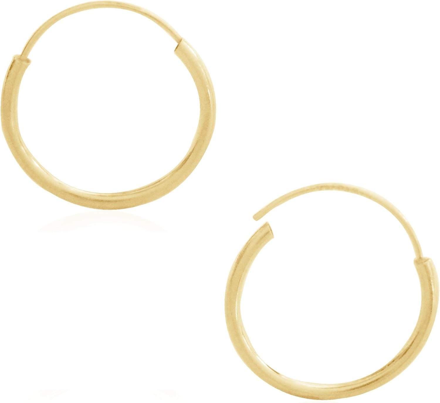 Ritastephens 14k Yellow Gold Tubular Endless Hoops Hoop Earrings 1.25mm (16 Millimeters)